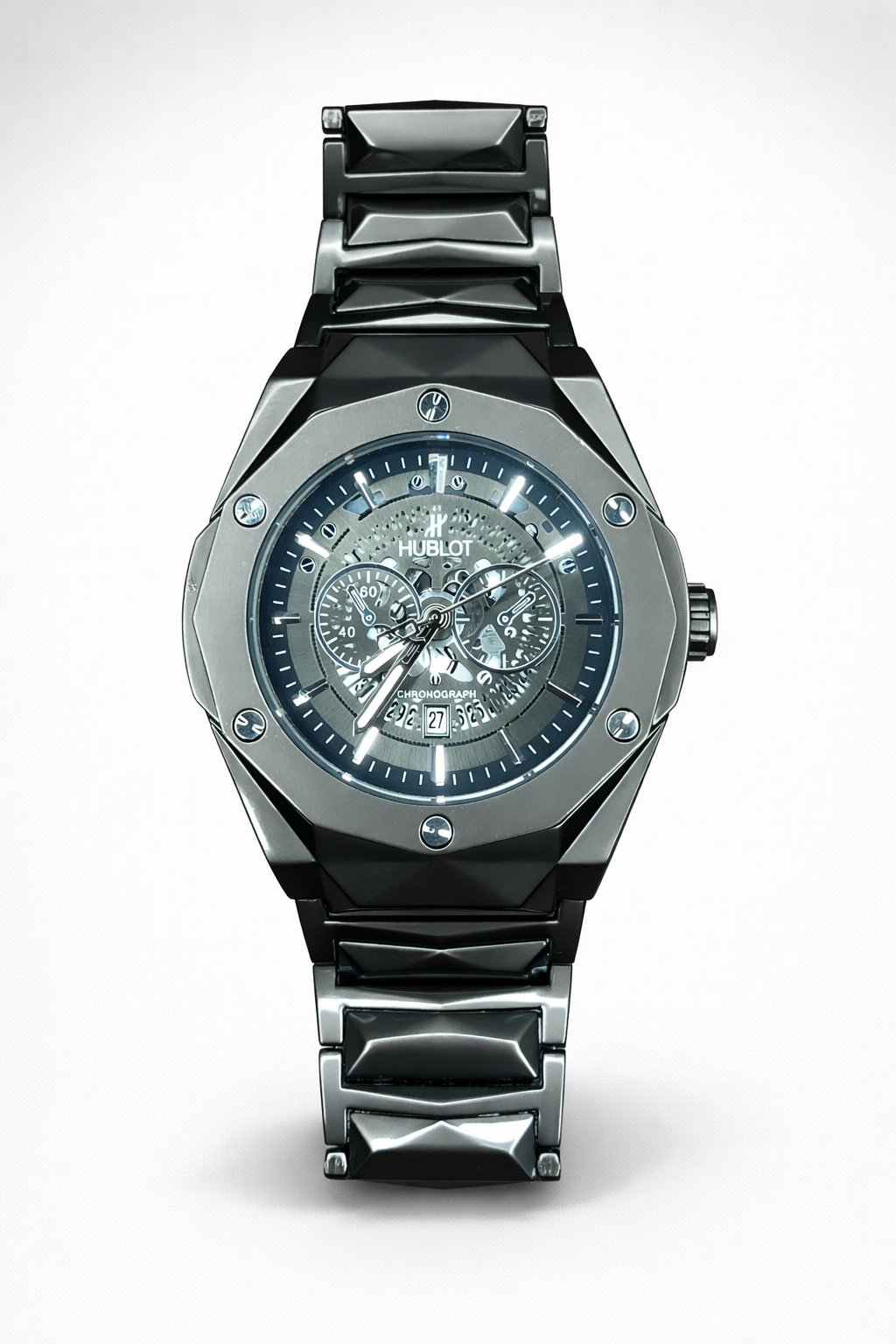 Hublot Diamond Cut Skeleton Dark Grey