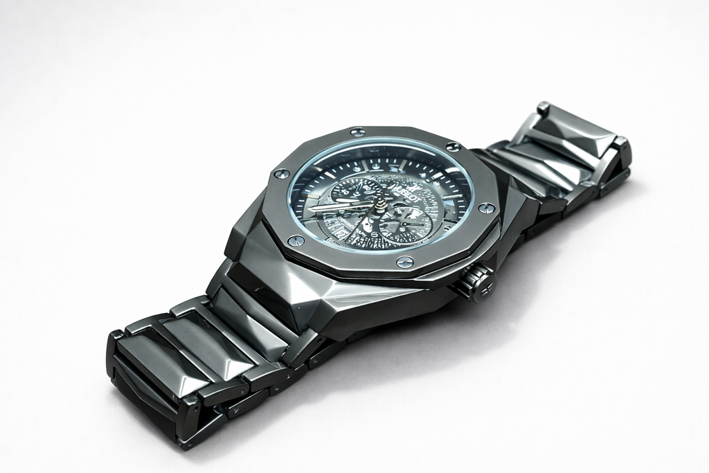 Hublot Diamond Cut Skeleton Dark Grey
