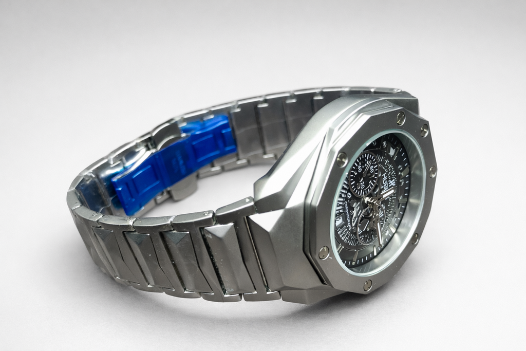 Hublot Diamond Cut Skeleton Silver Black
