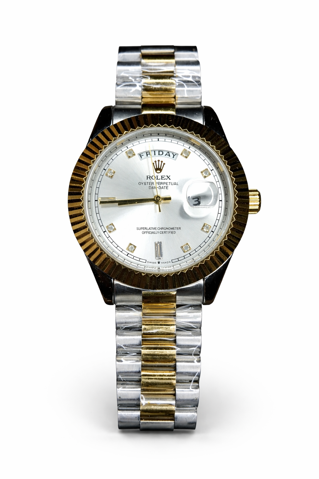 Rlx Twotone Day & Date in White Dial